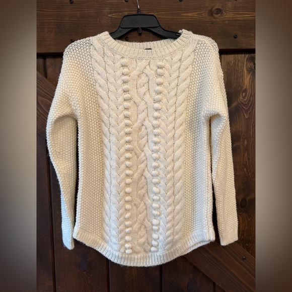 Talbots Sweaters - Talbots Womens S Ivory Wool Blend Sweater Cable Knit Baubles Cozy Warm EUC